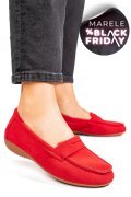 MOCASINI ROSII PIELE NATURALA INTOARSA FSP003634