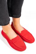 MOCASINI ROSII PIELE NATURALA INTOARSA FSP003634