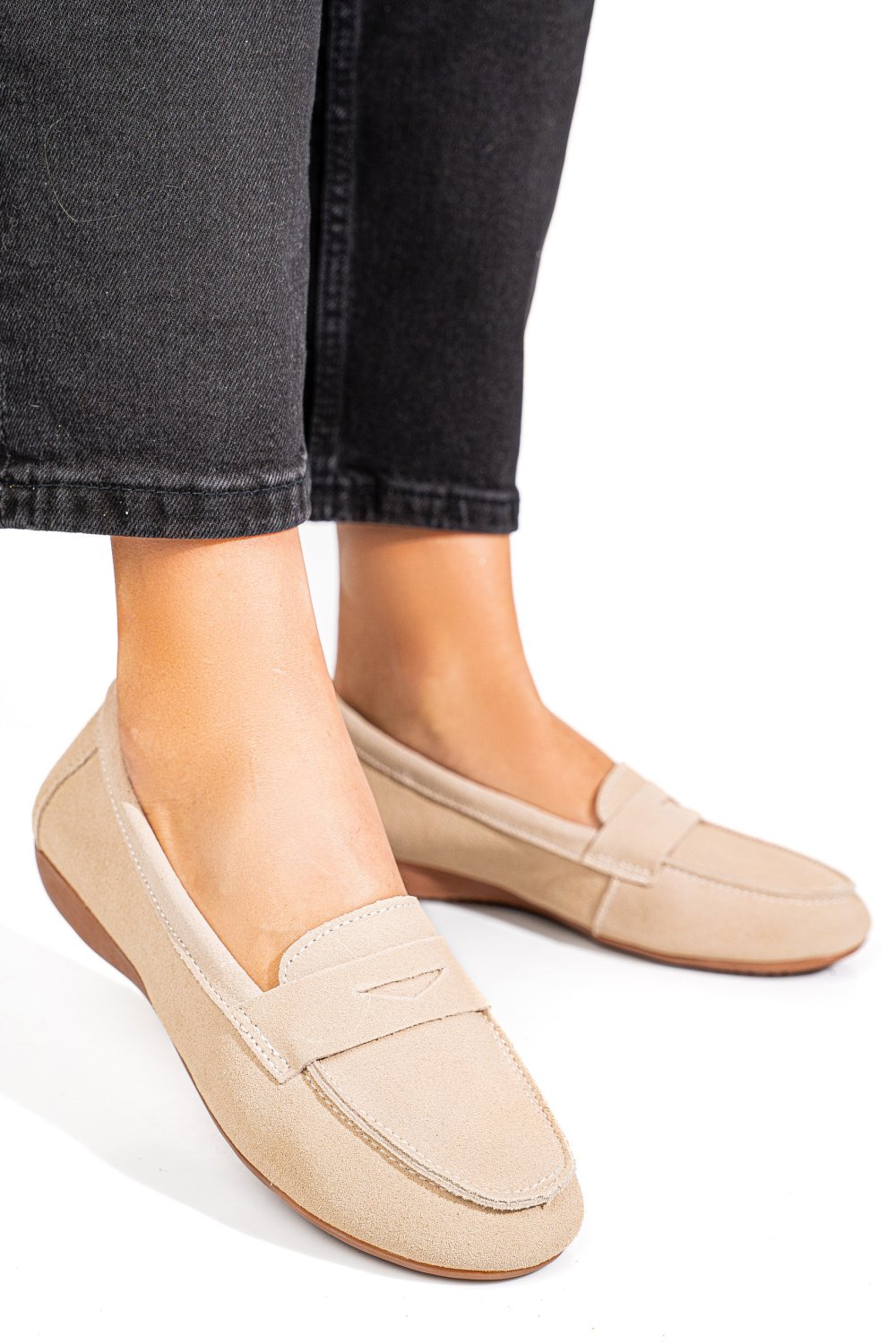 MOCASINI BEJ PIELE NATURALA INTOARSA FSP003634