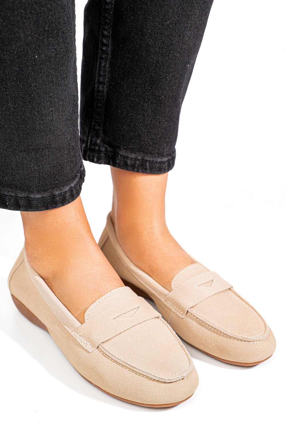 MOCASINI BEJ PIELE NATURALA INTOARSA FSP003634