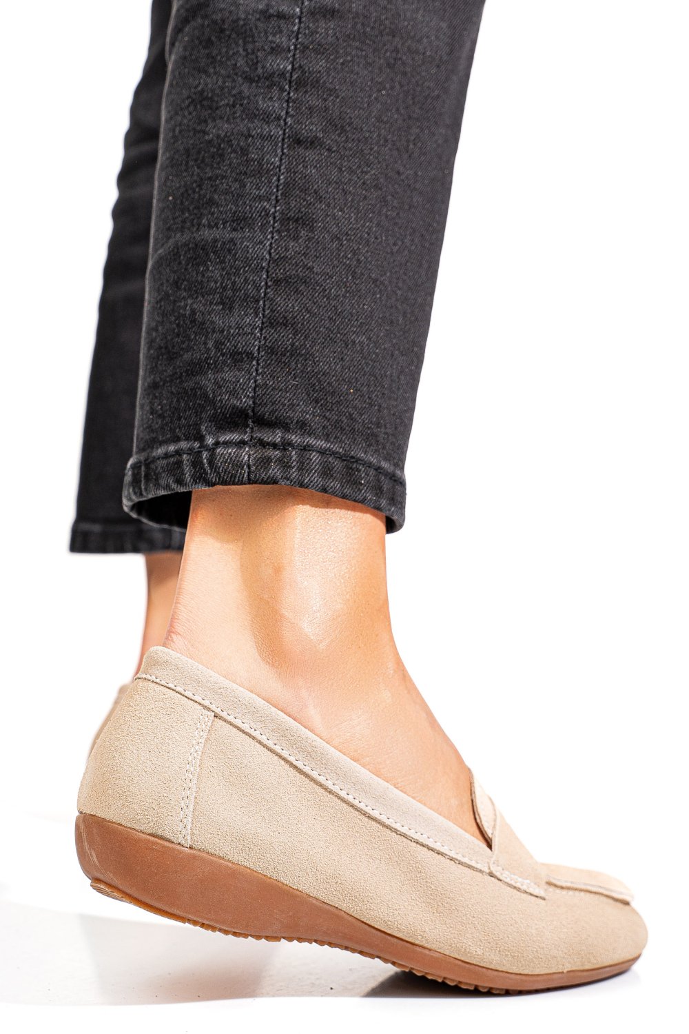 MOCASINI BEJ PIELE NATURALA INTOARSA FSP003634