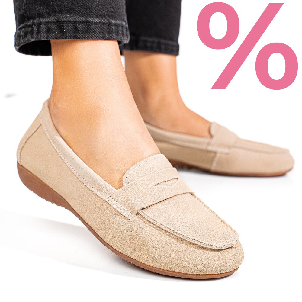 MOCASINI BEJ PIELE NATURALA INTOARSA FSP003634