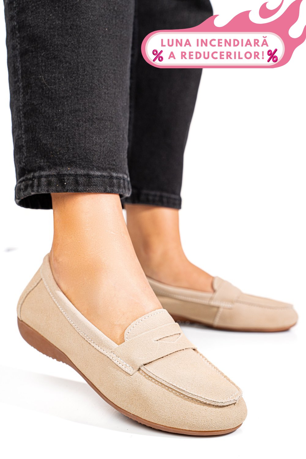 MOCASINI BEJ PIELE NATURALA INTOARSA FSP003634
