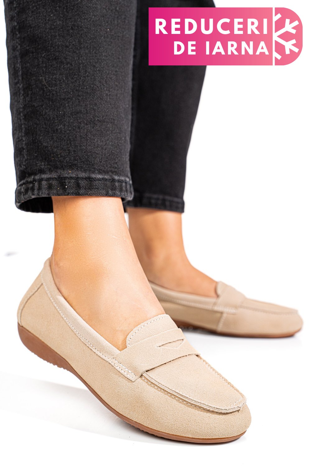 MOCASINI BEJ PIELE NATURALA INTOARSA FSP003634