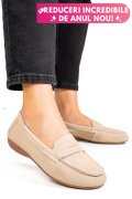 MOCASINI BEJ PIELE NATURALA INTOARSA FSP003634