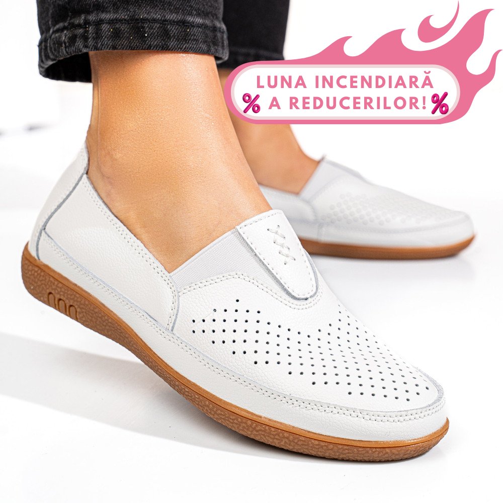 MOCASINI ALBI PIELE NATURALA FSP003635