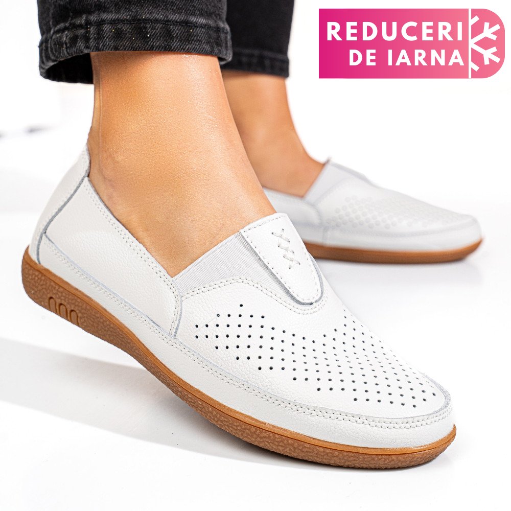 MOCASINI ALBI PIELE NATURALA FSP003635