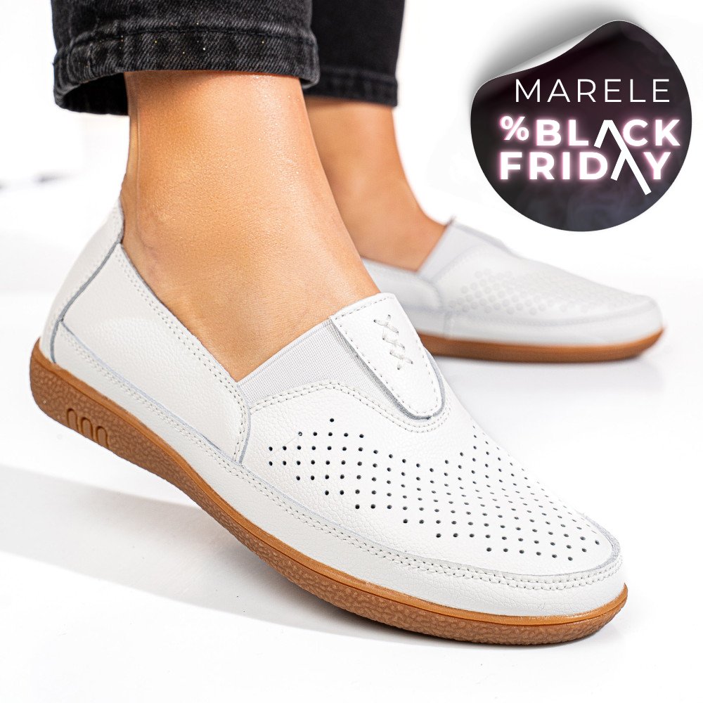 MOCASINI ALBI PIELE NATURALA FSP003635