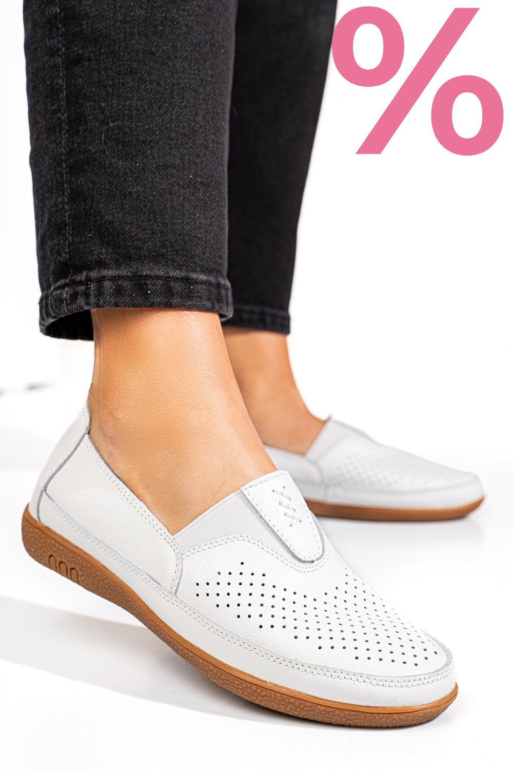 MOCASINI ALBI PIELE NATURALA FSP003635