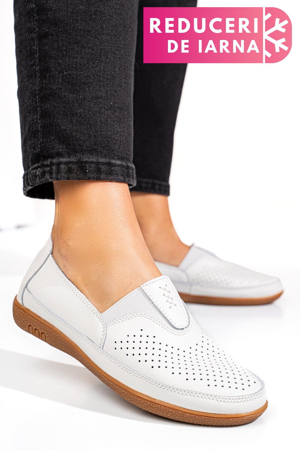 MOCASINI ALBI PIELE NATURALA FSP003635