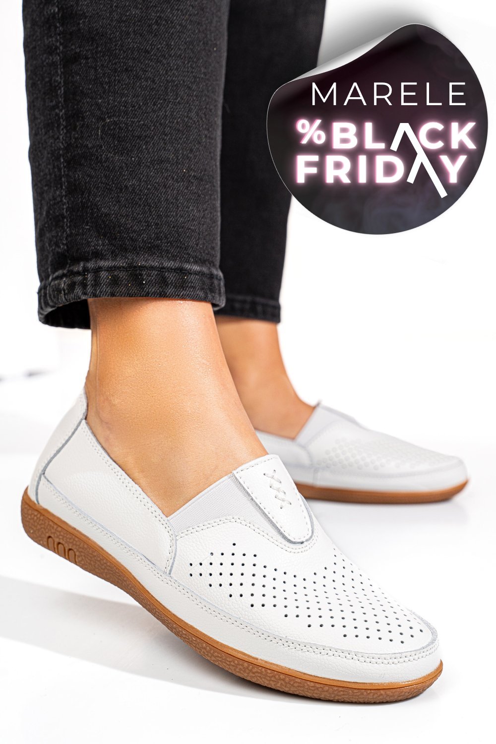 MOCASINI ALBI PIELE NATURALA FSP003635