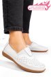 Mocasini albi piele naturala fsp003635