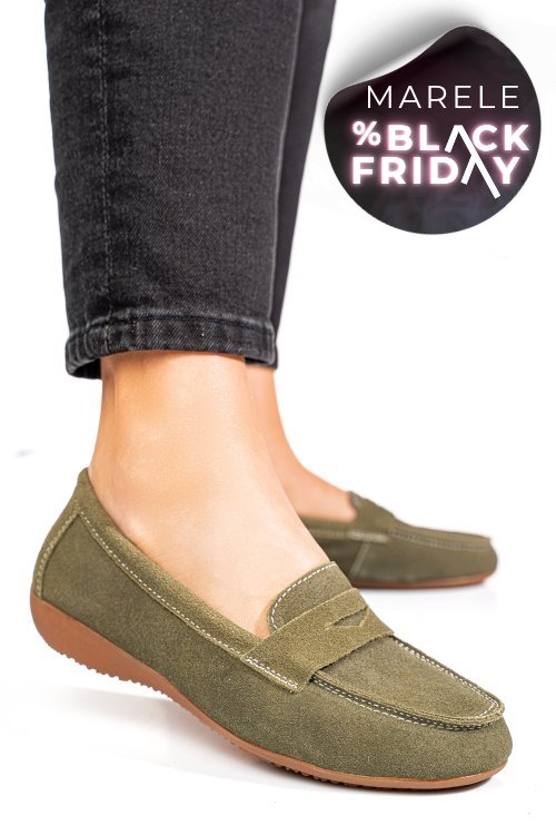 Mocasini verzi piele naturala intoarsa fsp003634