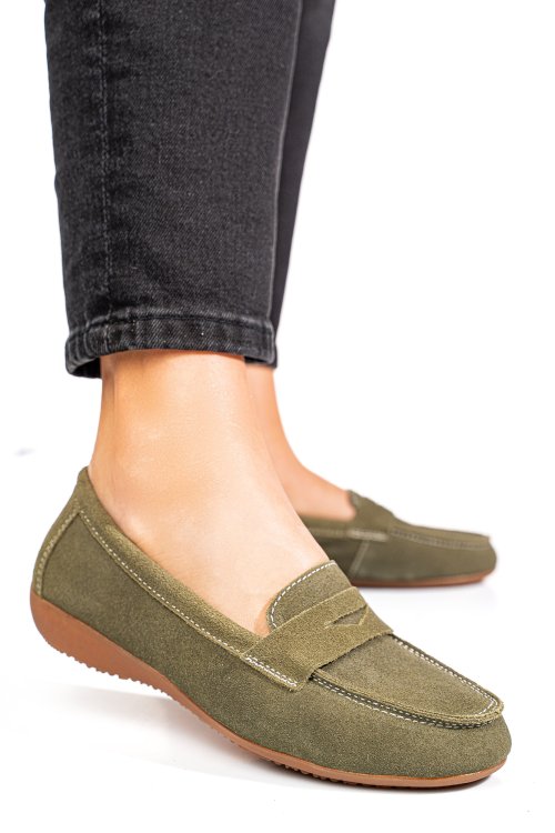Mocasini verzi piele naturala intoarsa fsp003634