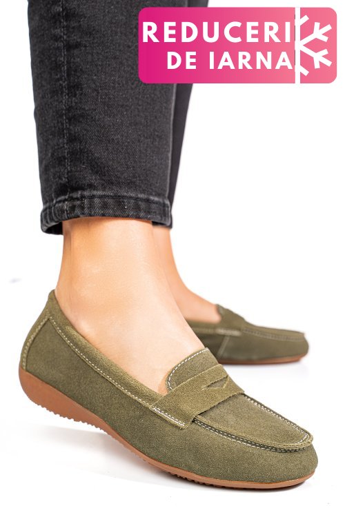 Mocasini verzi piele naturala intoarsa fsp003634