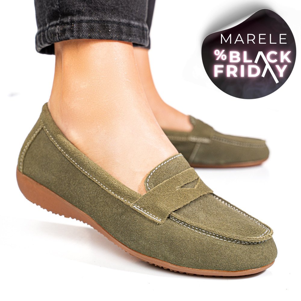 MOCASINI VERZI PIELE NATURALA INTOARSA FSP003634