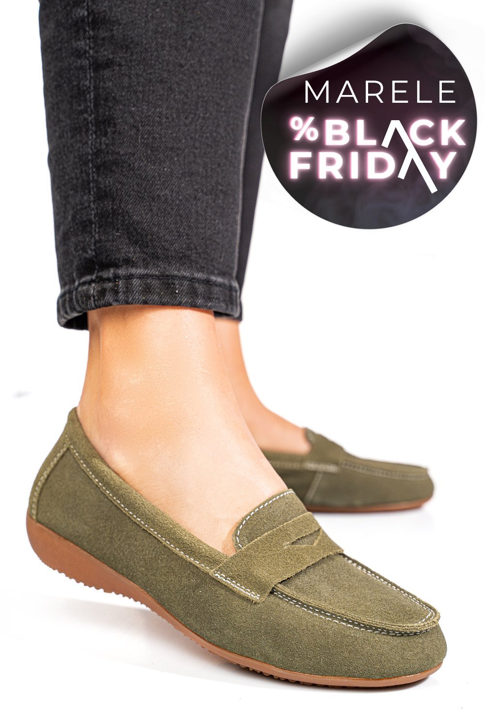 MOCASINI VERZI PIELE NATURALA INTOARSA FSP003634