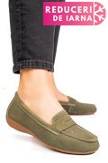 MOCASINI VERZI PIELE NATURALA INTOARSA FSP003634