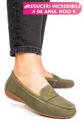MOCASINI VERZI PIELE NATURALA INTOARSA FSP003634