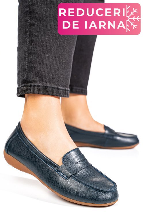 Mocasini bleumarin piele naturala fsp003633
