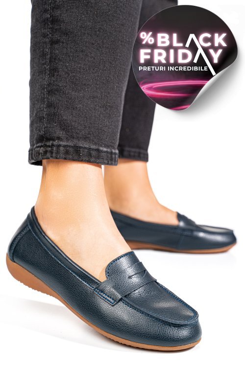 Mocasini bleumarin piele naturala fsp003633