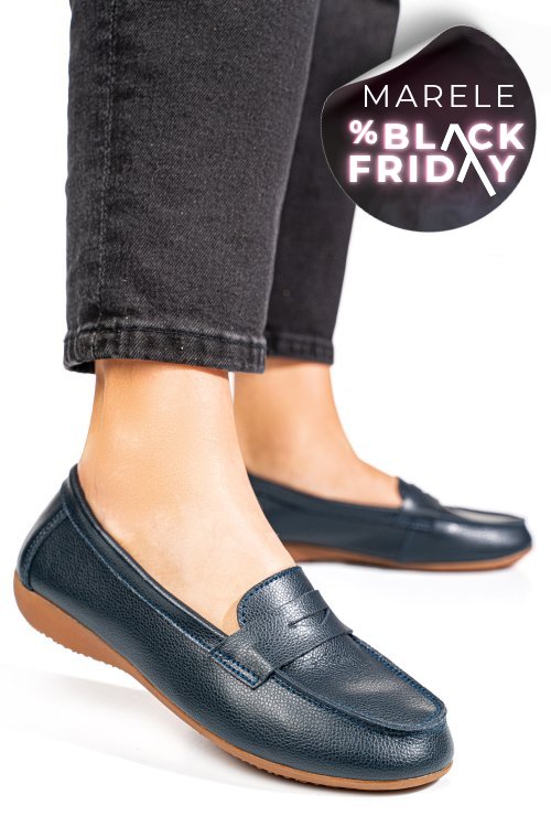 Mocasini bleumarin piele naturala fsp003633