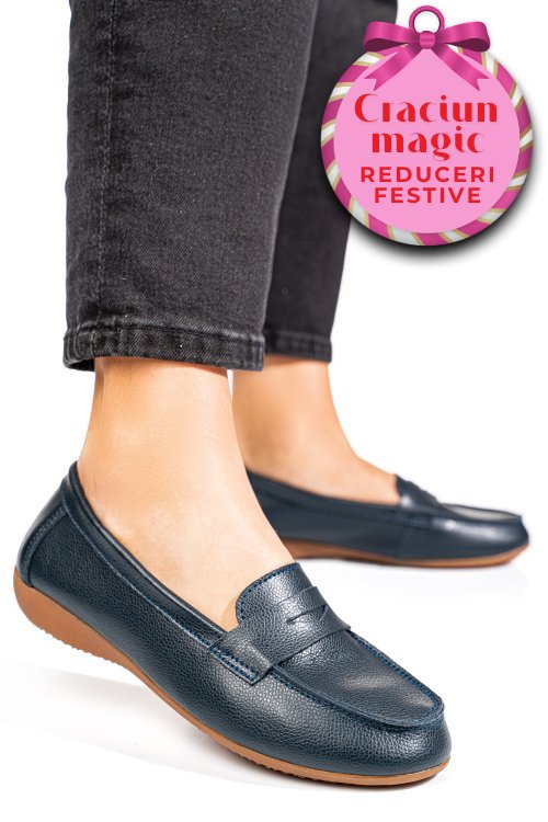 Mocasini bleumarin piele naturala fsp003633