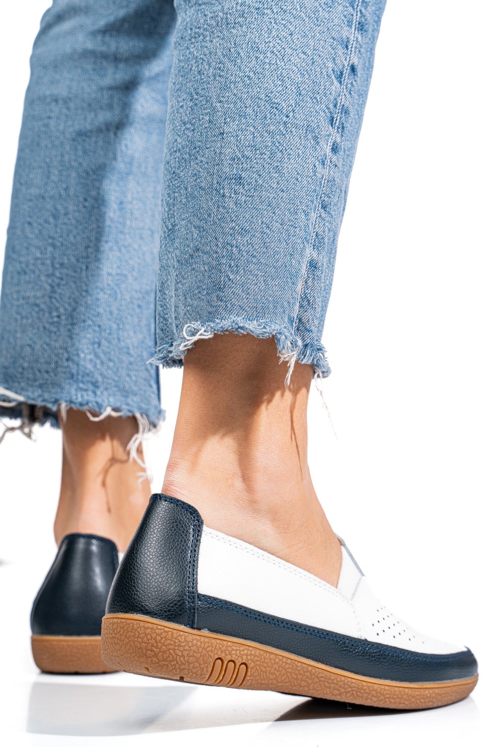 MOCASINI ALB ALBASTRU PIELE NATURALA FSP003635