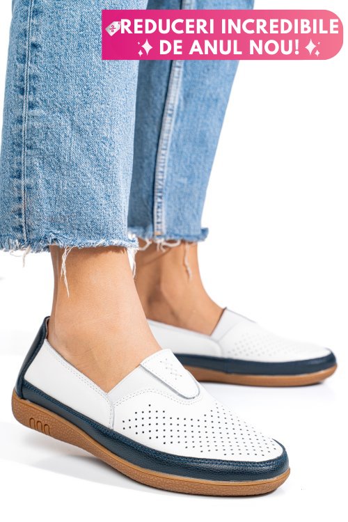 Mocasini alb albastru piele naturala fsp003635