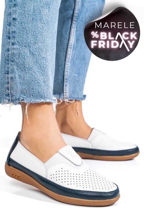 Mocasini alb albastru piele naturala fsp003635