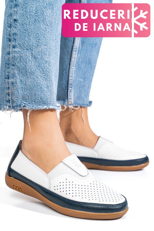 Mocasini alb albastru piele naturala fsp003635