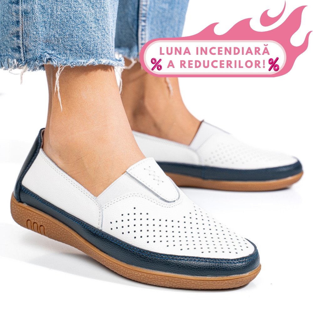 MOCASINI ALB ALBASTRU PIELE NATURALA FSP003635
