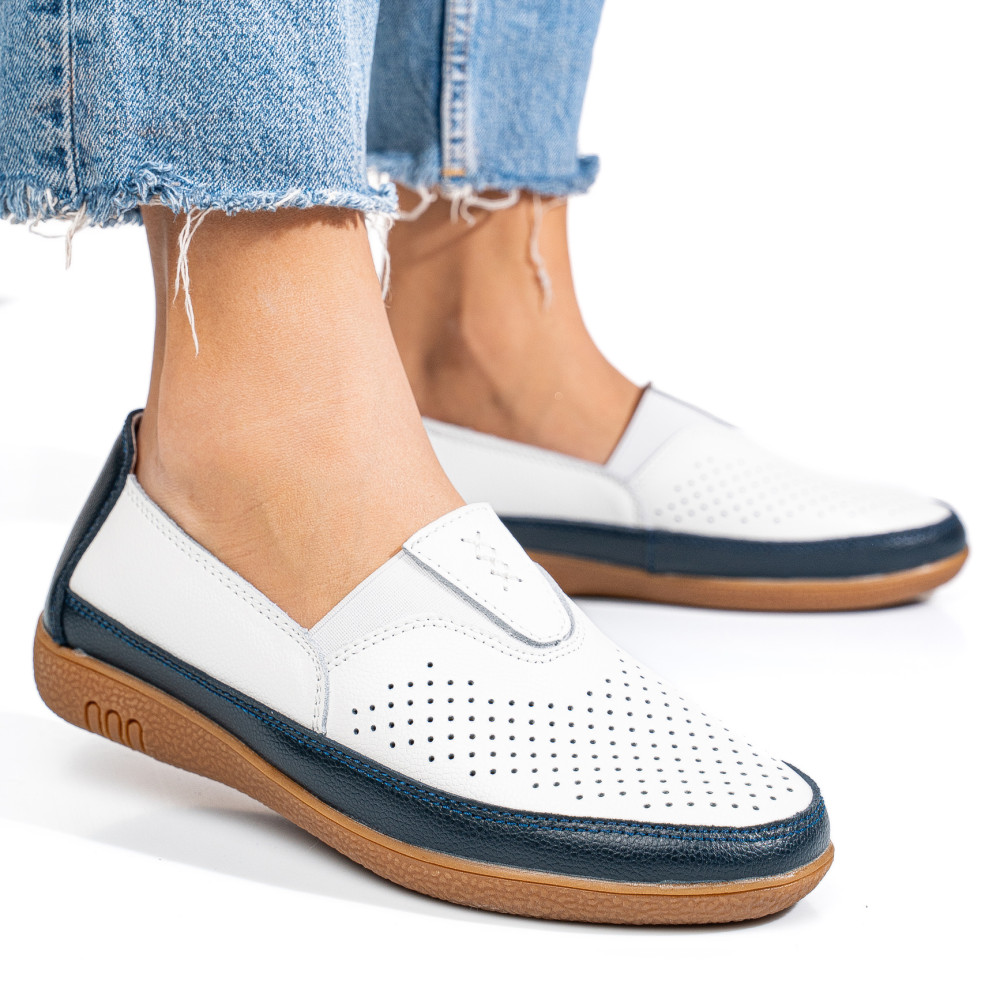MOCASINI ALB ALBASTRU PIELE NATURALA FSP003635