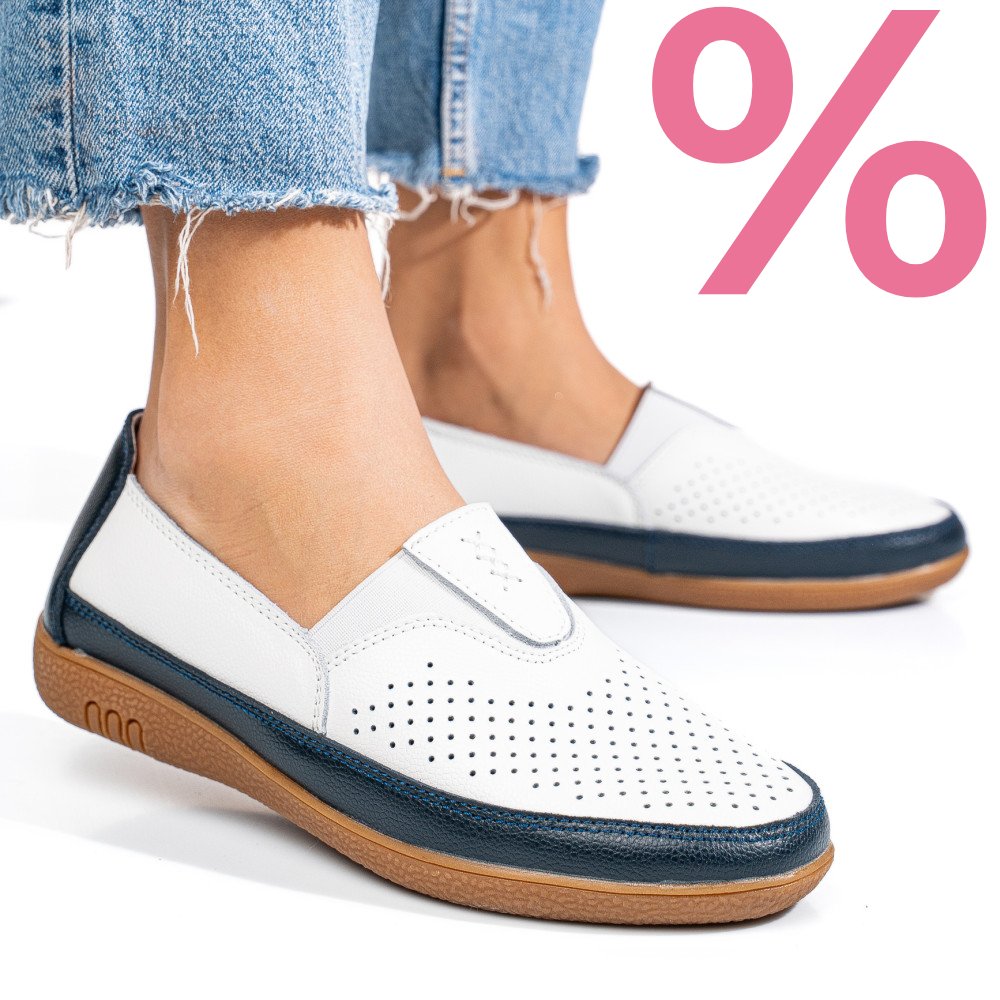 MOCASINI ALB ALBASTRU PIELE NATURALA FSP003635