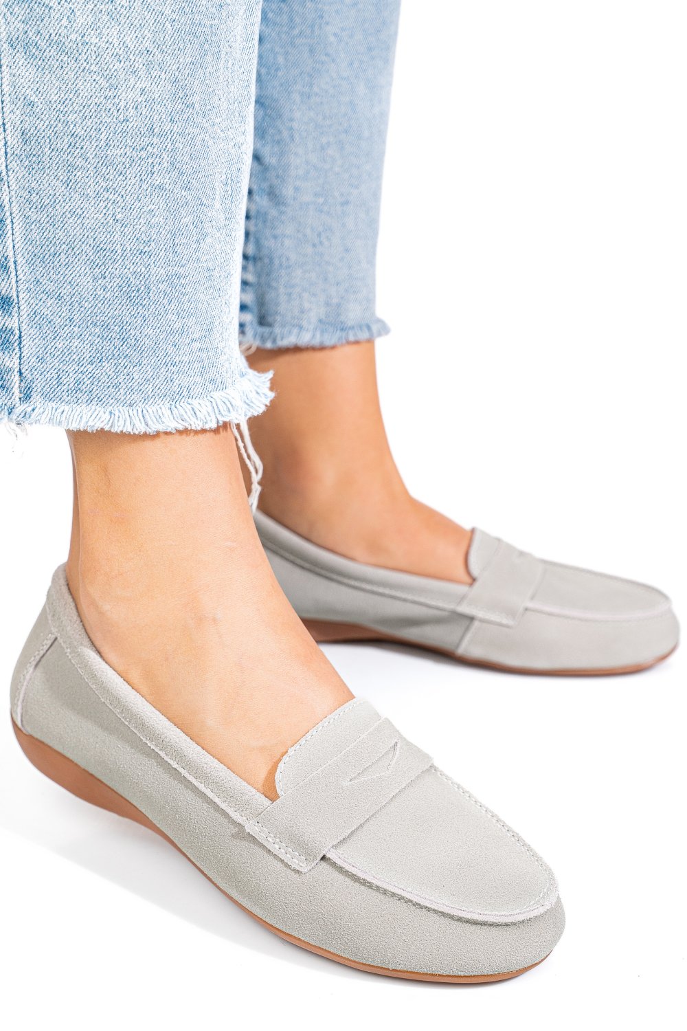 MOCASINI GRI PIELE NATURALA INTOARSA FSP003634