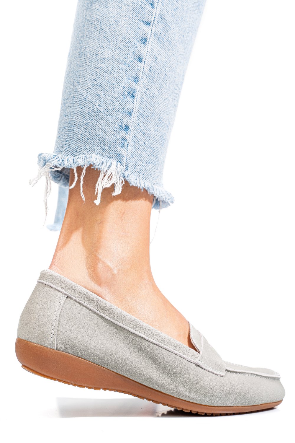 MOCASINI GRI PIELE NATURALA INTOARSA FSP003634