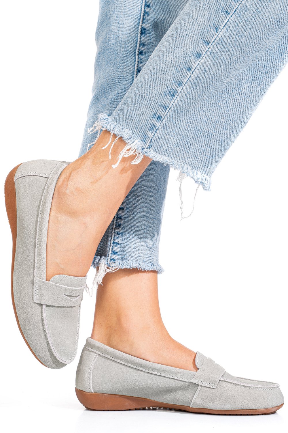 MOCASINI GRI PIELE NATURALA INTOARSA FSP003634