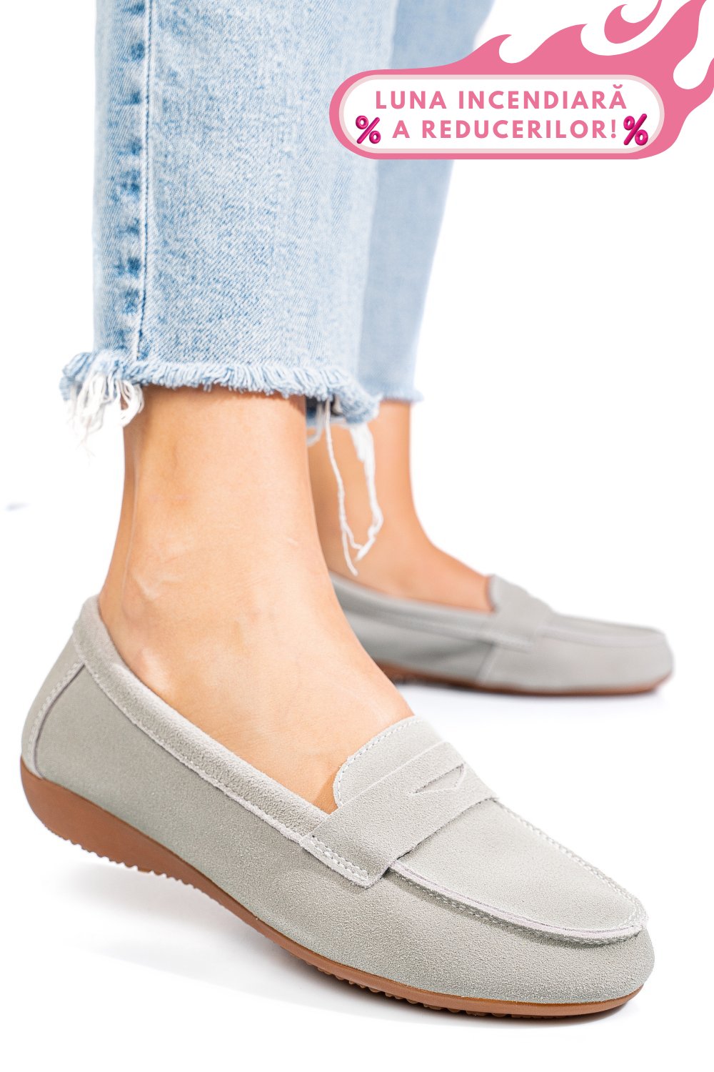 MOCASINI GRI PIELE NATURALA INTOARSA FSP003634