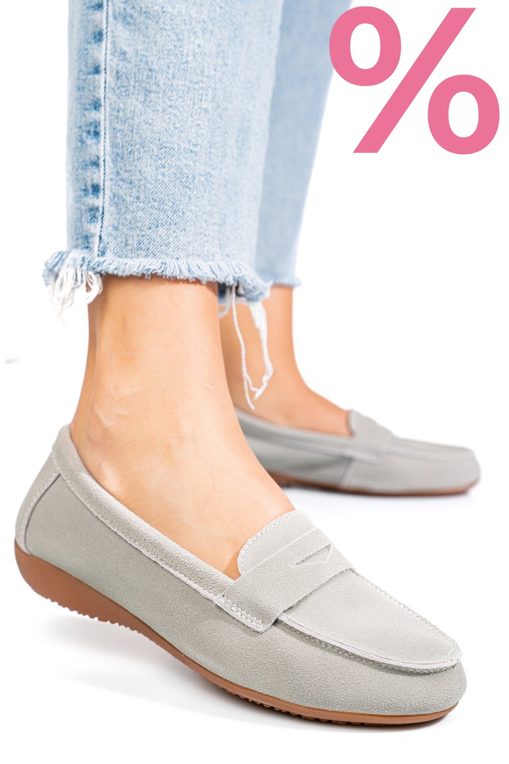 MOCASINI GRI PIELE NATURALA INTOARSA FSP003634