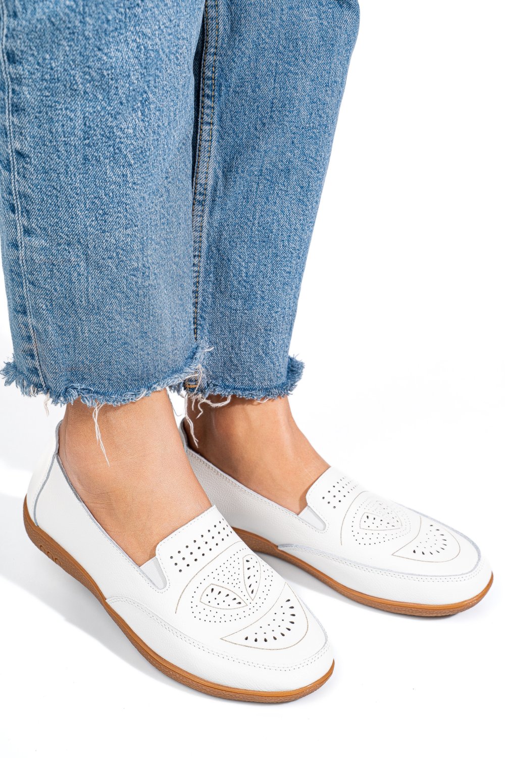 MOCASINI ALBI PIELE NATURALA FSP003636