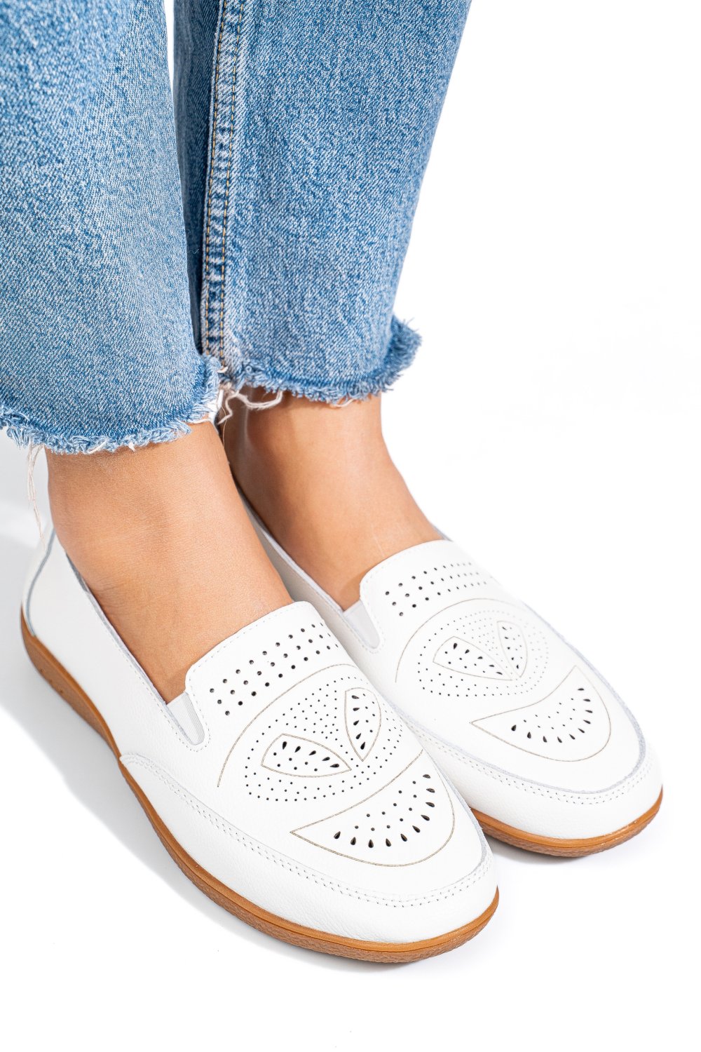 MOCASINI ALBI PIELE NATURALA FSP003636