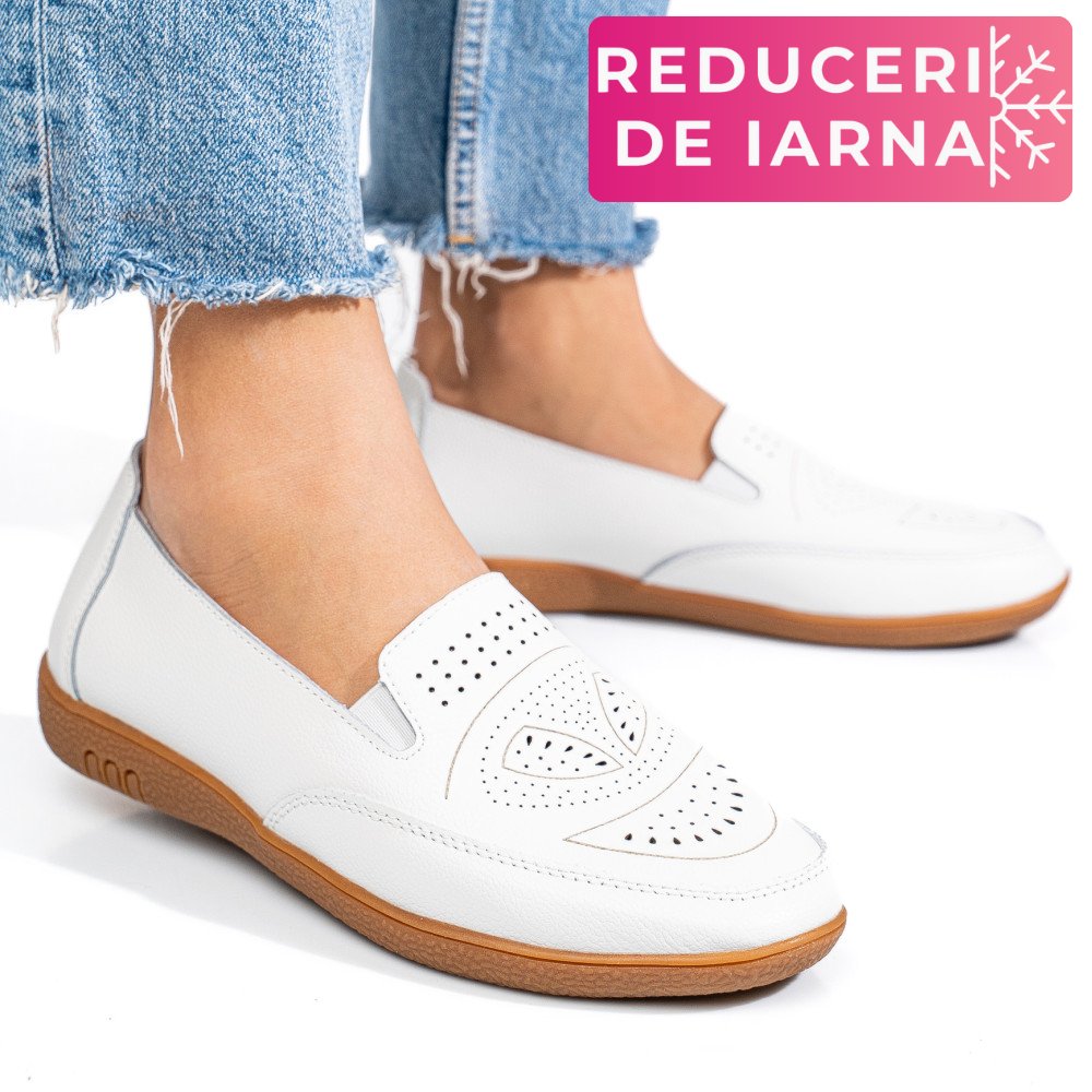 MOCASINI ALBI PIELE NATURALA FSP003636