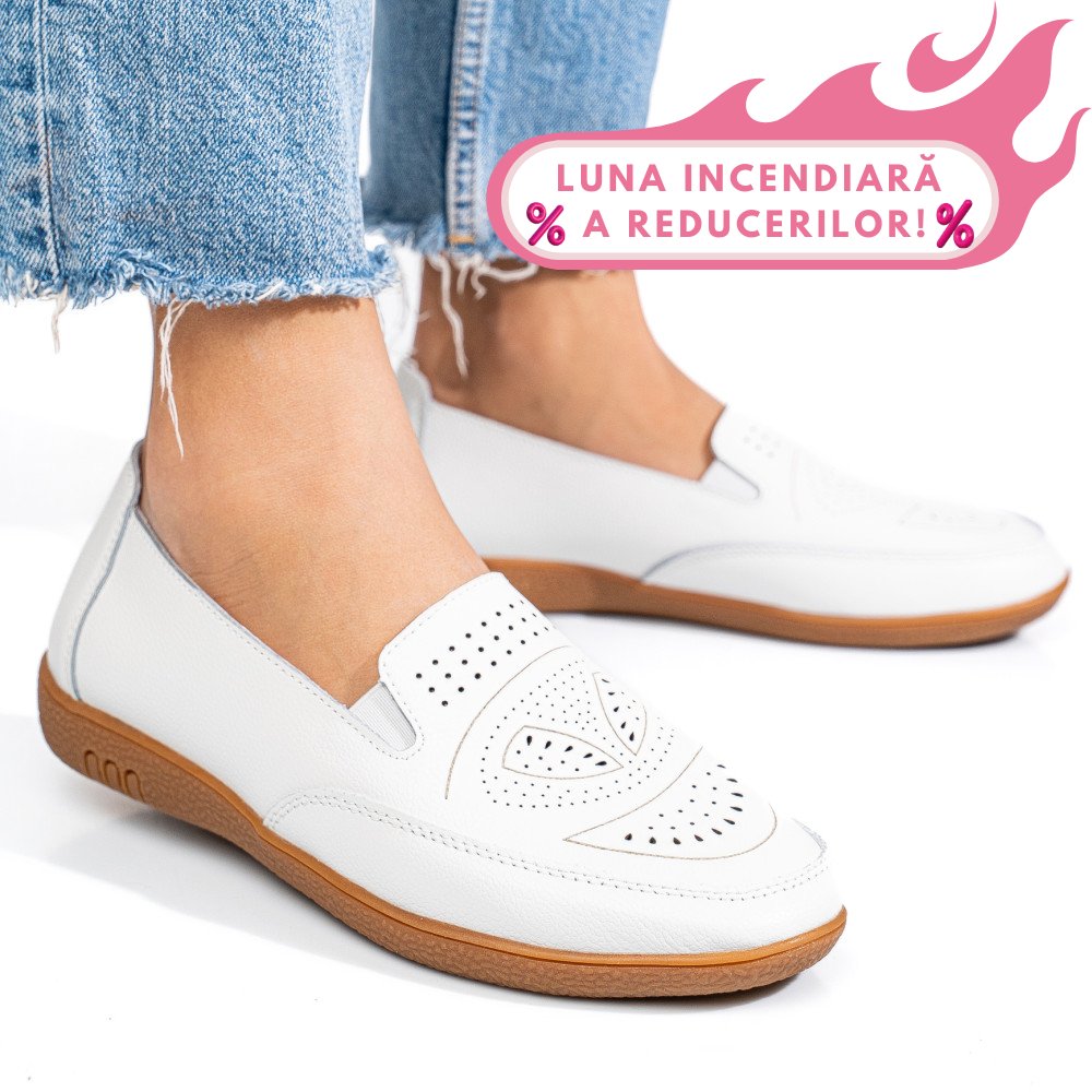 MOCASINI ALBI PIELE NATURALA FSP003636