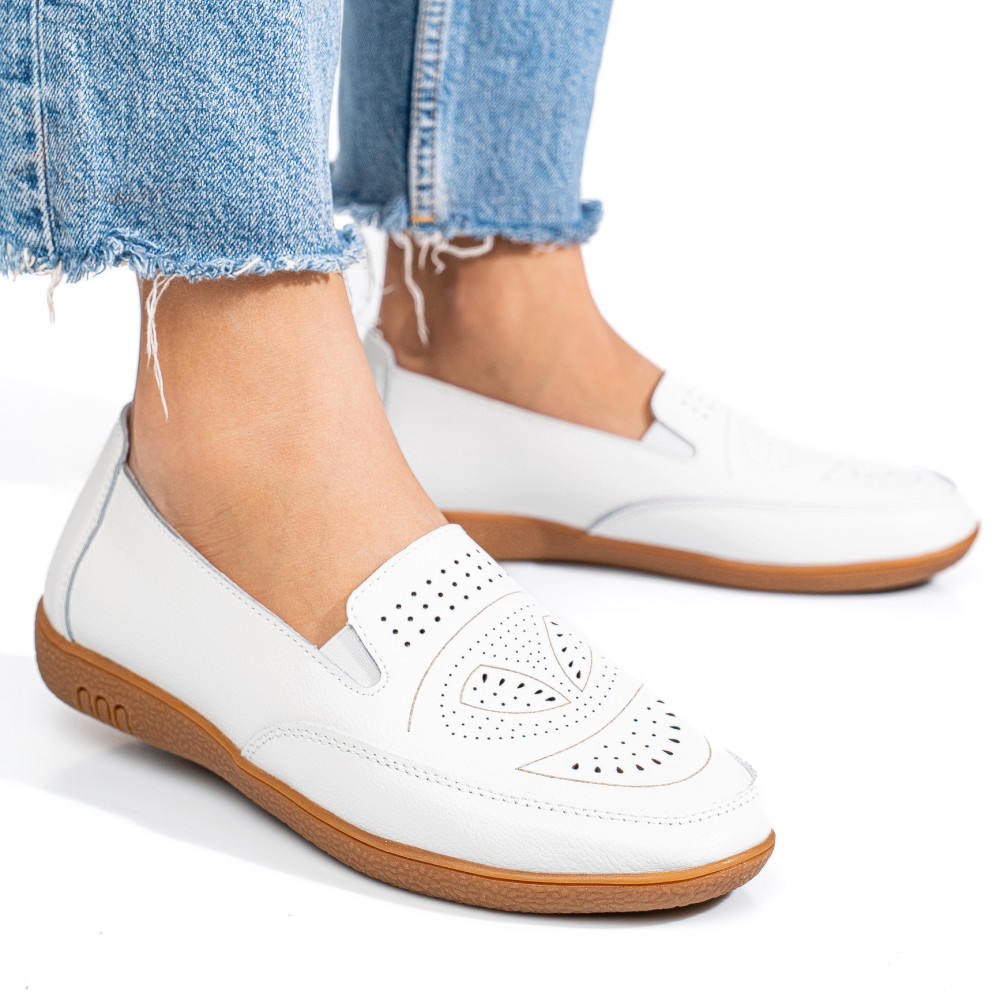MOCASINI ALBI PIELE NATURALA FSP003636