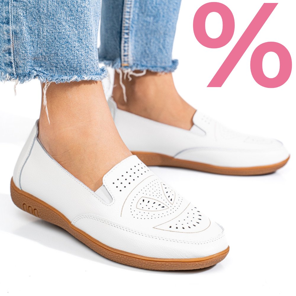 MOCASINI ALBI PIELE NATURALA FSP003636