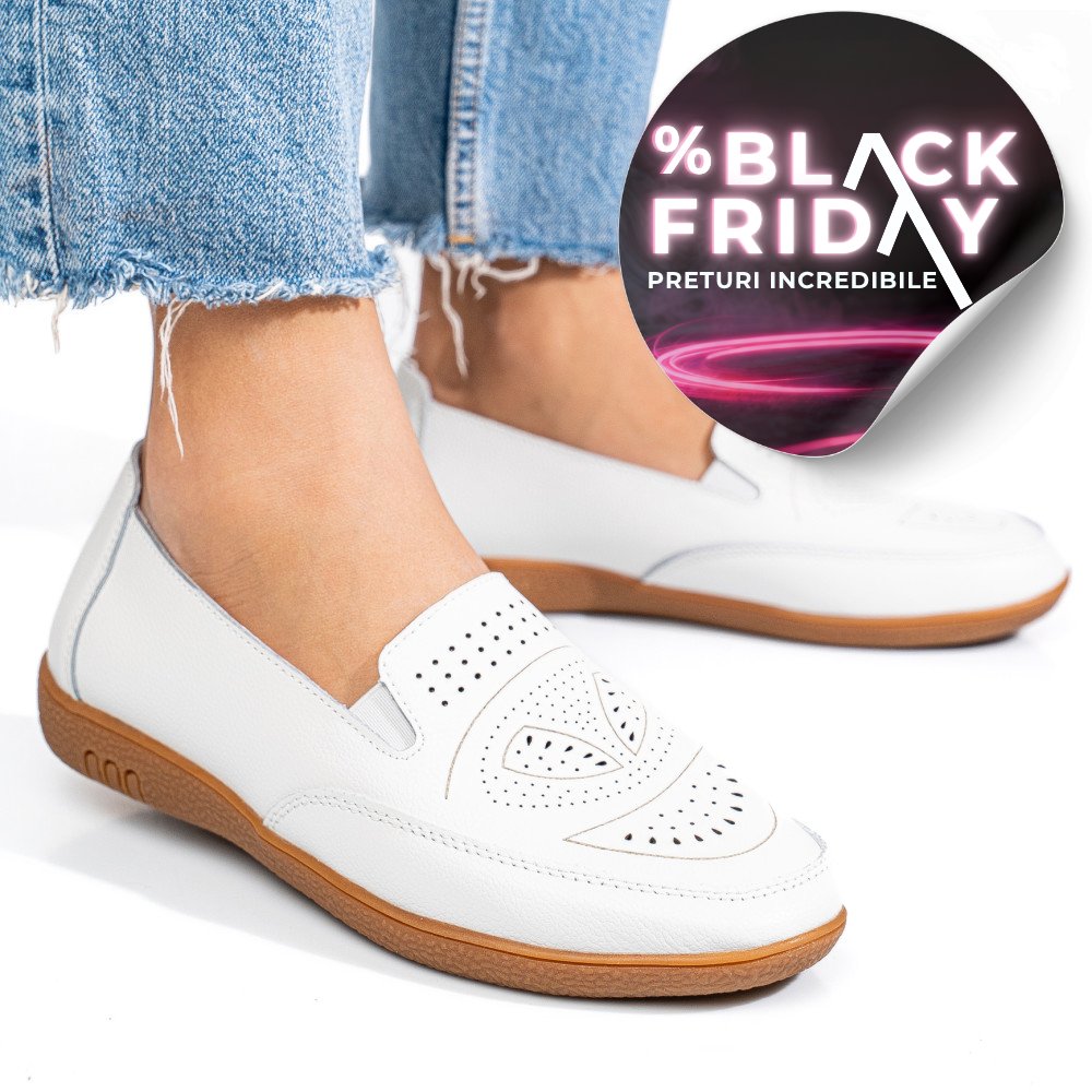 MOCASINI ALBI PIELE NATURALA FSP003636
