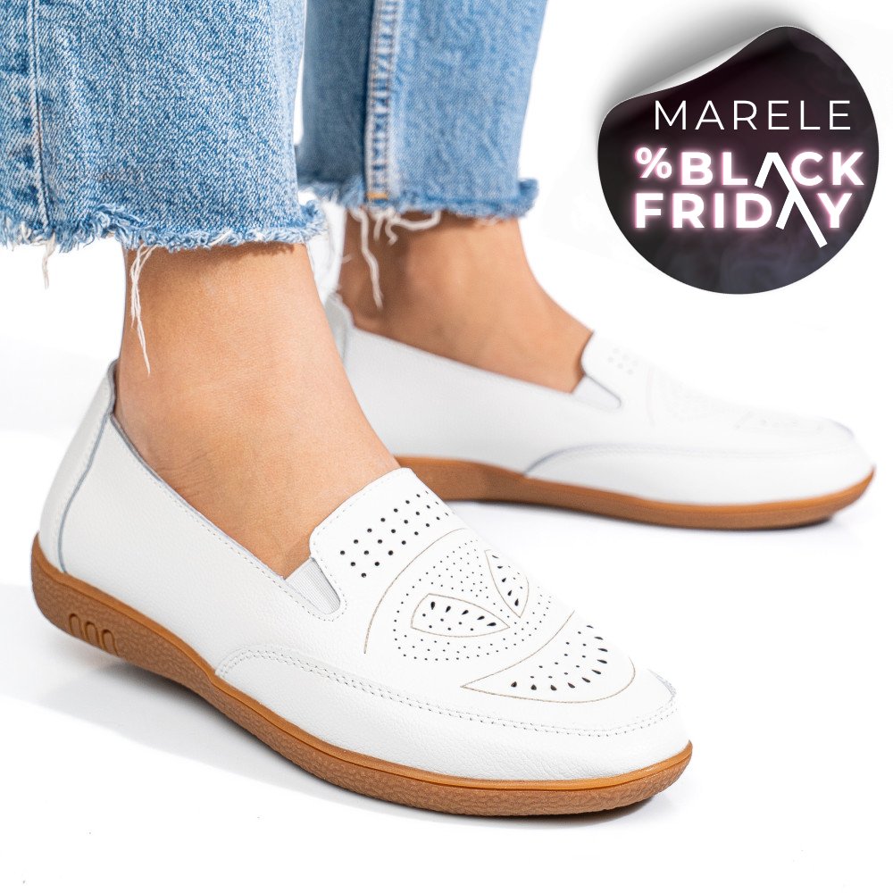 MOCASINI ALBI PIELE NATURALA FSP003636