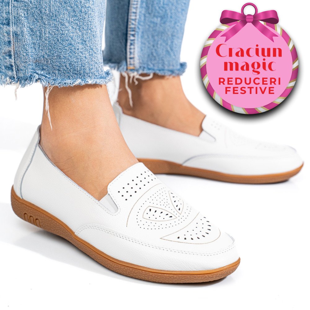 MOCASINI ALBI PIELE NATURALA FSP003636