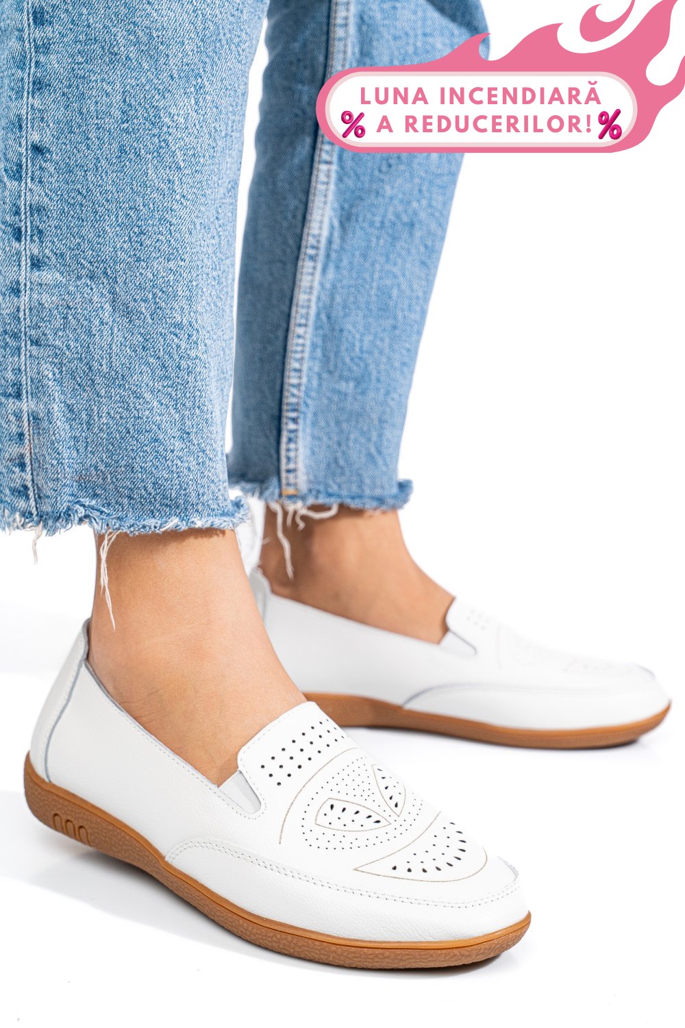 MOCASINI ALBI PIELE NATURALA FSP003636