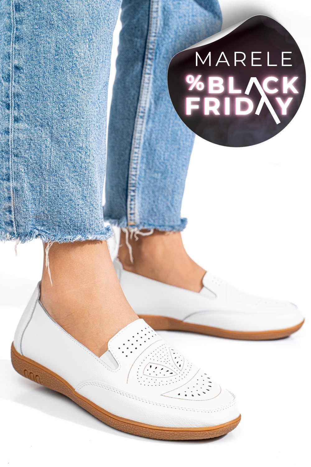 MOCASINI ALBI PIELE NATURALA FSP003636